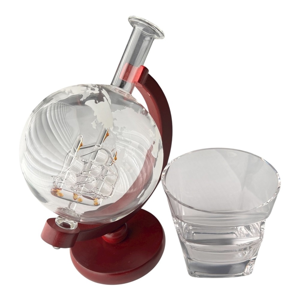 NEX World Globe Whiskey Decanter Set‎ Ship Glass Cigar Whiskey Gift NEW